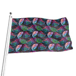 Colorful Tropical Leaves Pattern Print Flag