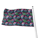 Colorful Tropical Leaves Pattern Print Flag