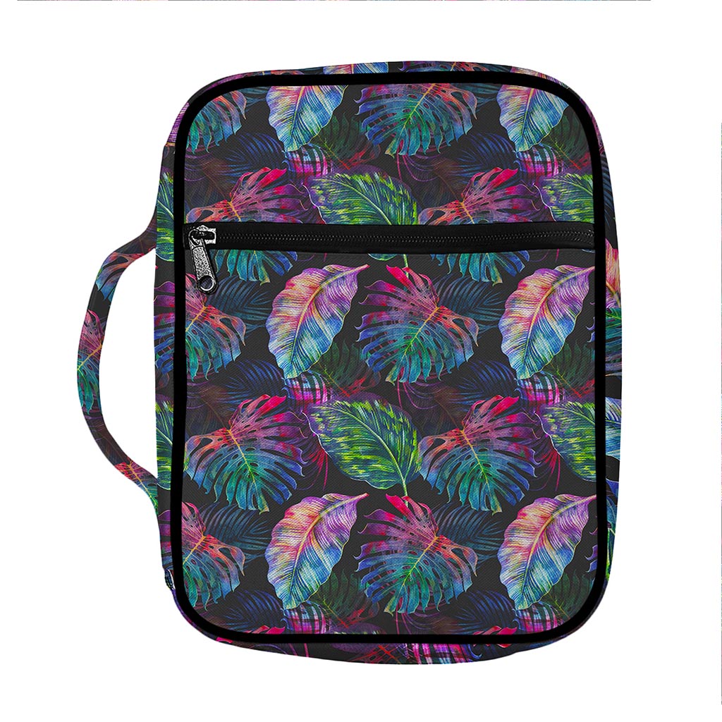 Colorful Tropical Leaves Pattern Print Front Pocket Bible Bag