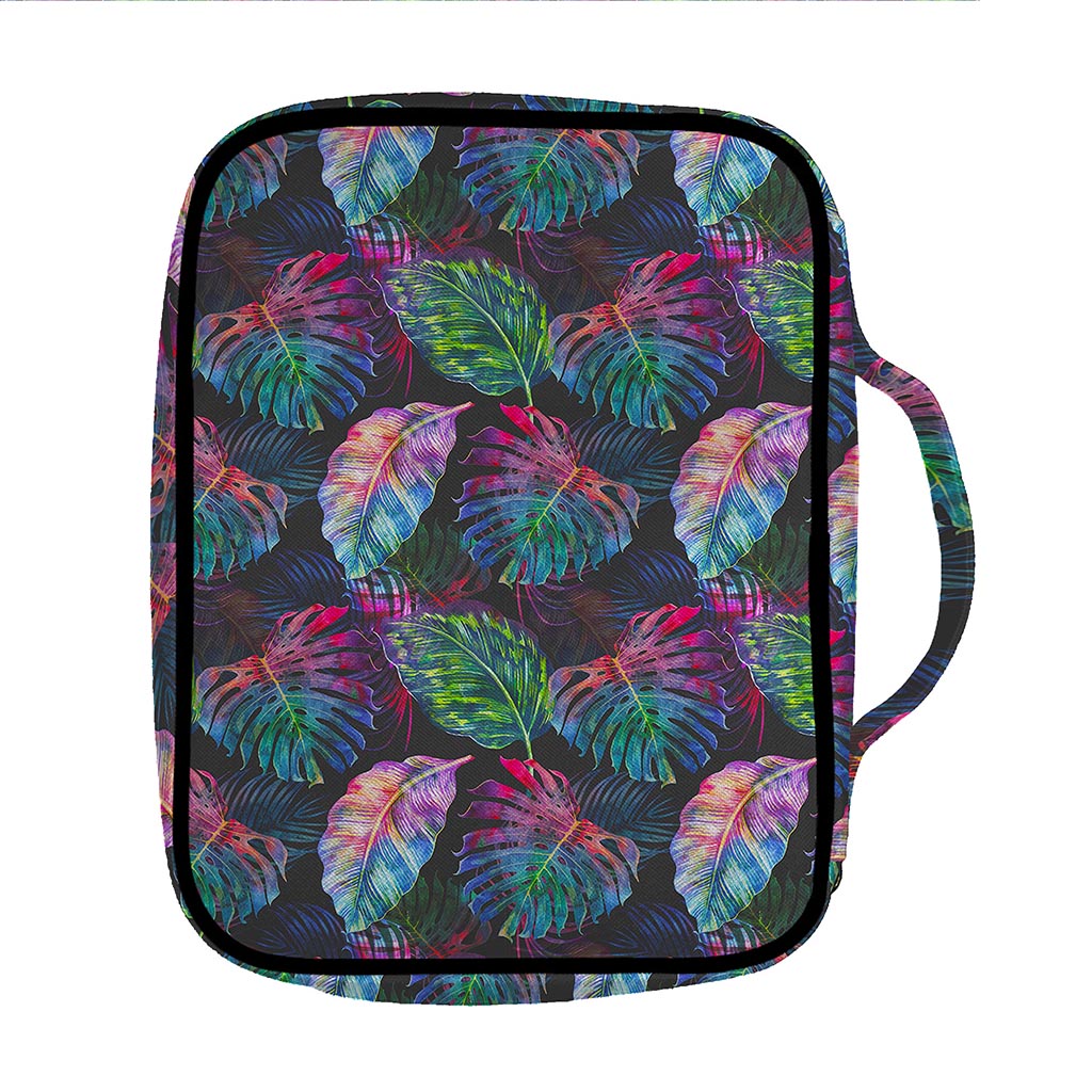 Colorful Tropical Leaves Pattern Print Front Pocket Bible Bag