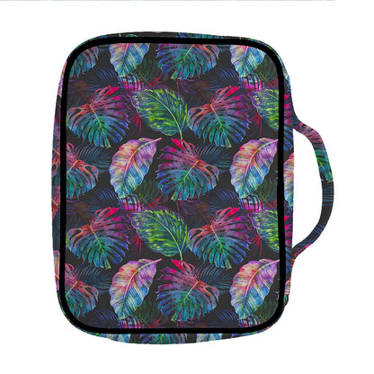 Colorful Tropical Leaves Pattern Print Front Pocket Bible Bag