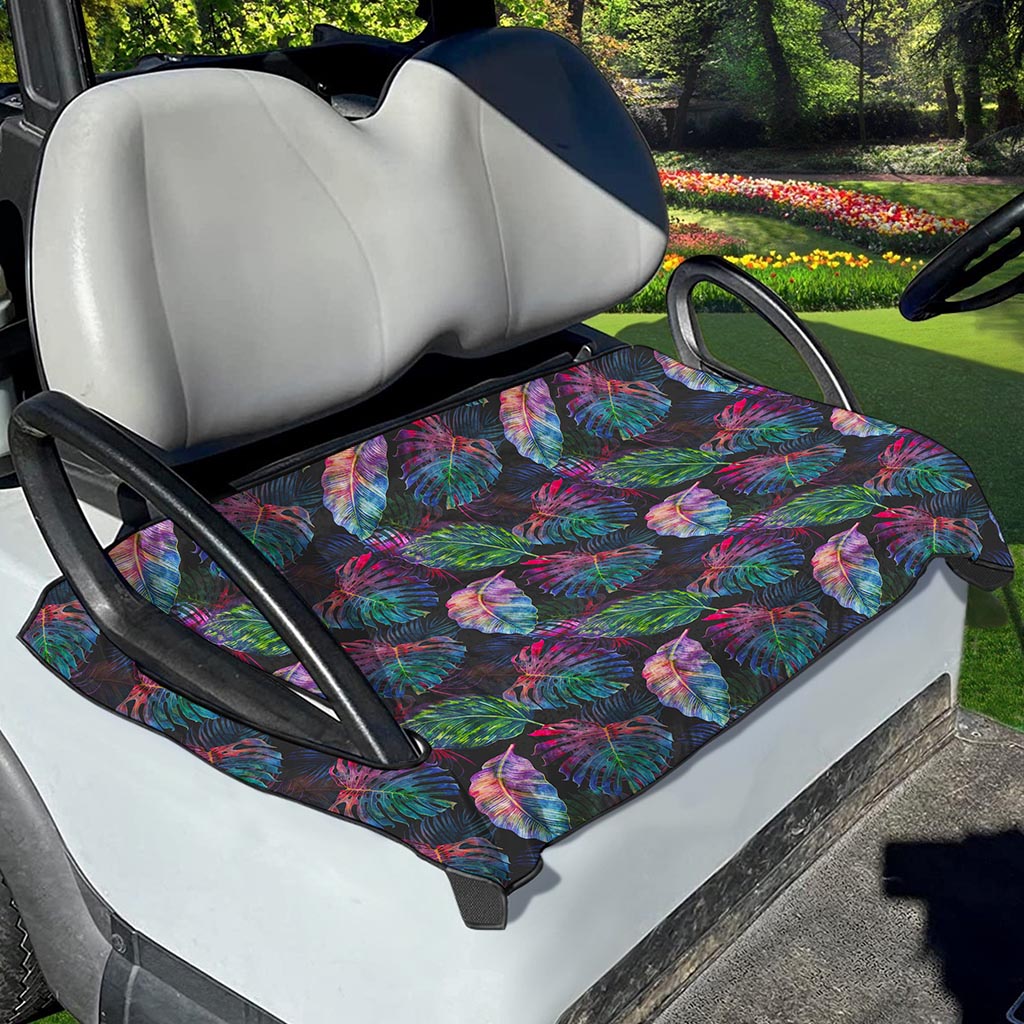 Colorful Tropical Leaves Pattern Print Golf Cart Seat Cover