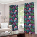 Colorful Tropical Leaves Pattern Print Grommet Curtains