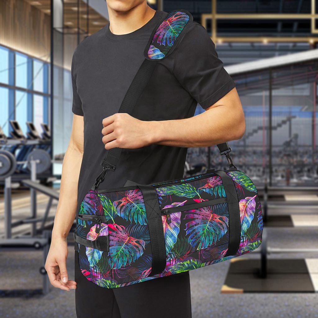 Colorful Tropical Leaves Pattern Print Gym Bag