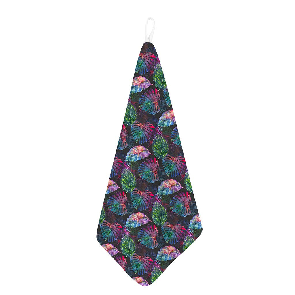 Colorful Tropical Leaves Pattern Print Hand Towel