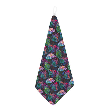 Colorful Tropical Leaves Pattern Print Hand Towel