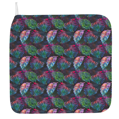 Colorful Tropical Leaves Pattern Print Hand Towel