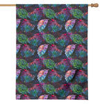 Colorful Tropical Leaves Pattern Print House Flag