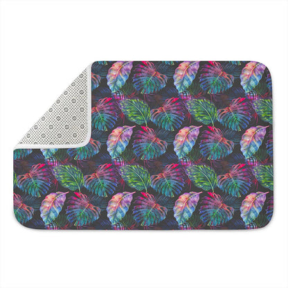 Colorful Tropical Leaves Pattern Print Indoor Door Mat
