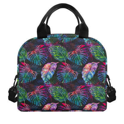 Colorful Tropical Leaves Pattern Print Insulated Lunch Bag