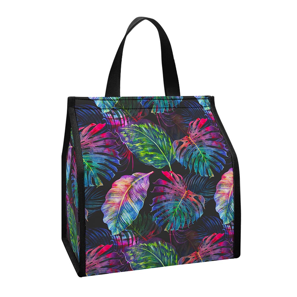 Colorful Tropical Leaves Pattern Print Insulated Lunch Tote