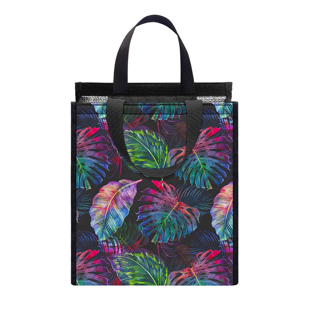 Colorful Tropical Leaves Pattern Print Insulated Lunch Tote