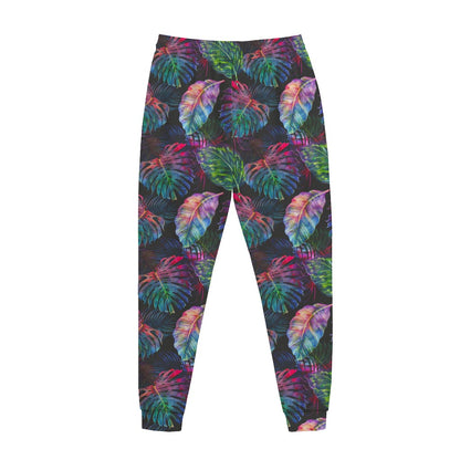 Colorful Tropical Leaves Pattern Print Jogger Pants