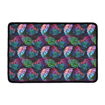 Colorful Tropical Leaves Pattern Print Kitchen Mat