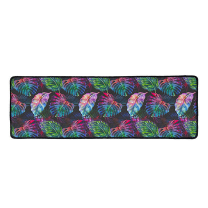 Colorful Tropical Leaves Pattern Print Long Kitchen Mat