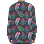Colorful Tropical Leaves Pattern Print Long Sleeve Baseball Jersey