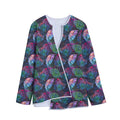 Colorful Tropical Leaves Pattern Print Long Sleeve Short Coat