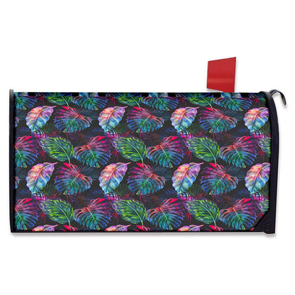 Colorful Tropical Leaves Pattern Print Mailbox Cover