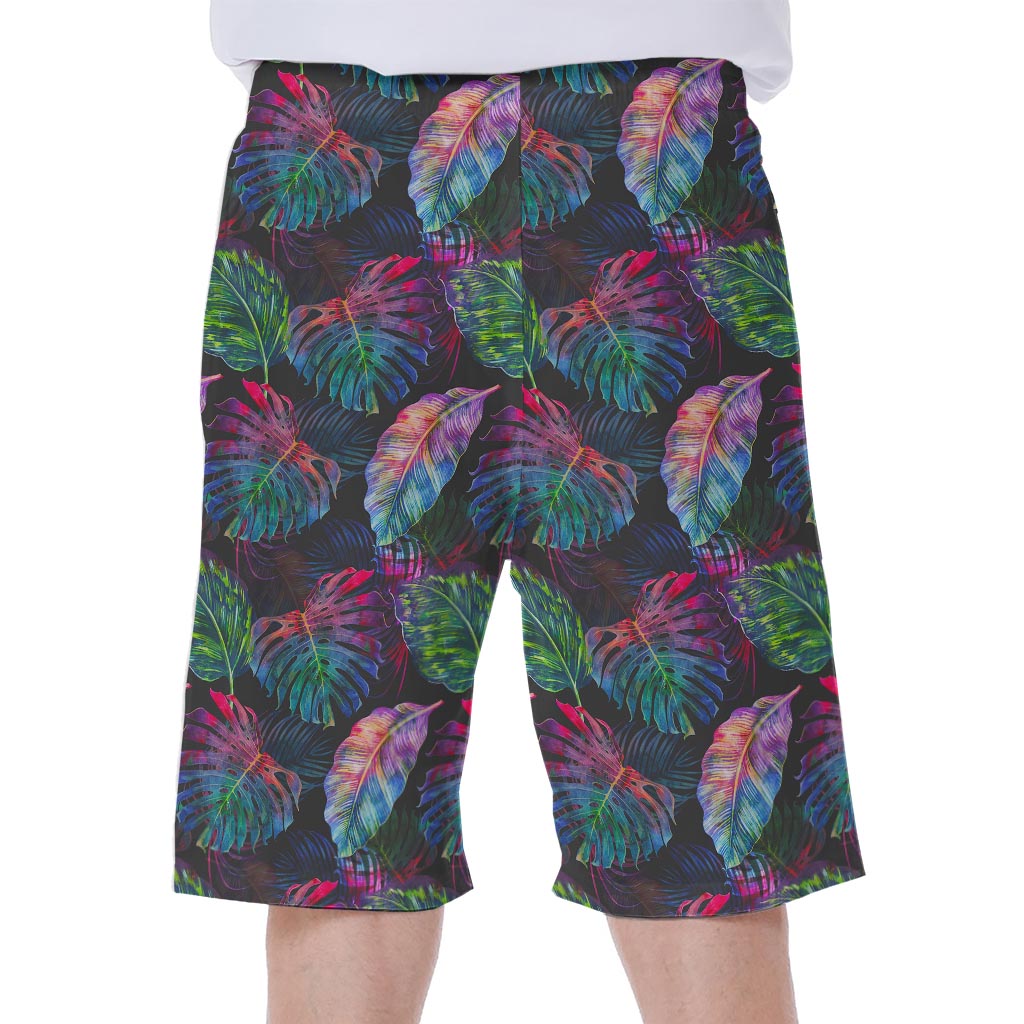 Colorful Tropical Leaves Pattern Print Men's Beach Shorts