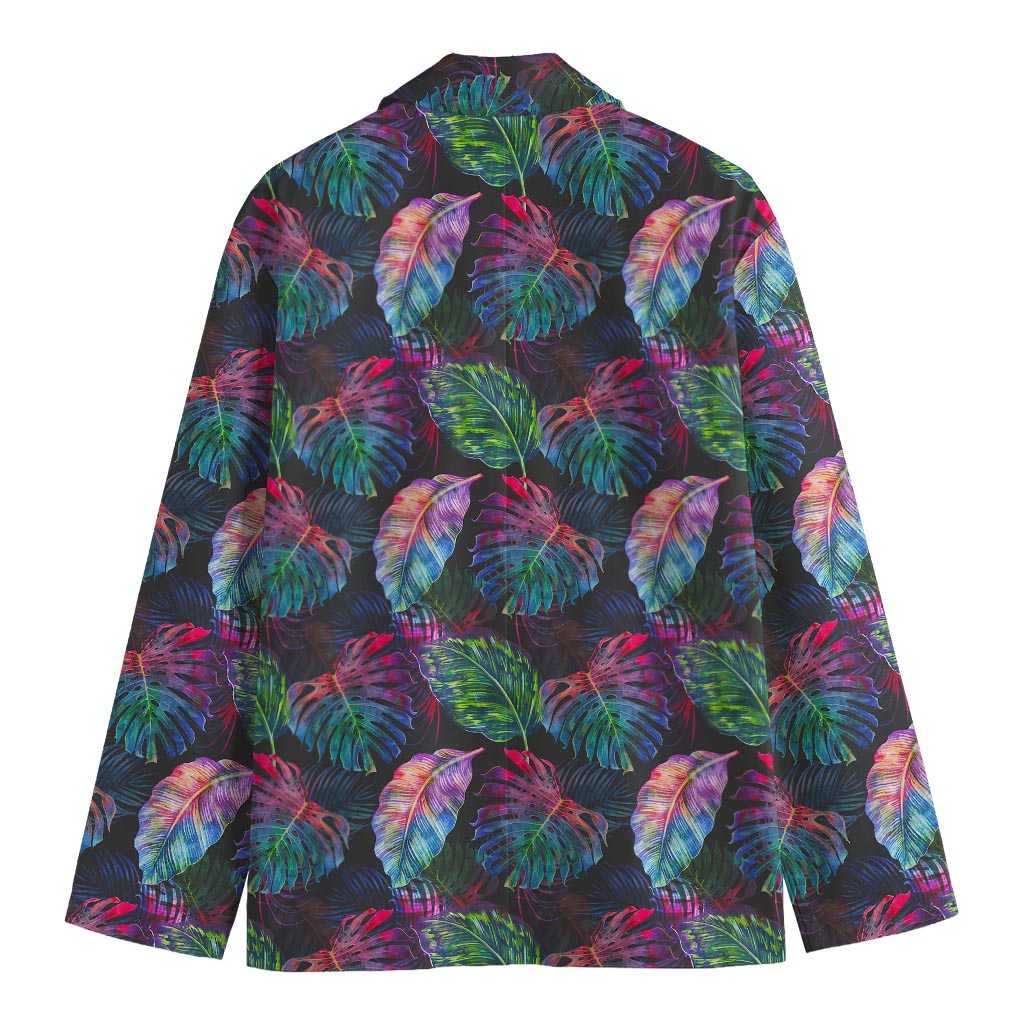 Colorful Tropical Leaves Pattern Print Men's Blazer