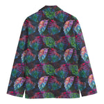 Colorful Tropical Leaves Pattern Print Men's Blazer