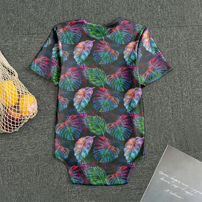 Colorful Tropical Leaves Pattern Print Men's Bodysuit