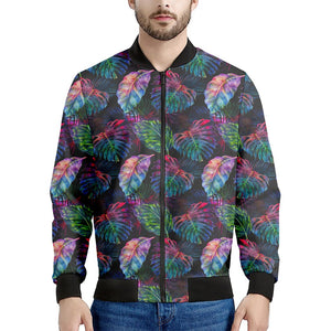 Colorful Tropical Leaves Pattern Print Men's Bomber Jacket