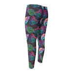 Colorful Tropical Leaves Pattern Print Men's Compression Pants