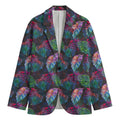 Colorful Tropical Leaves Pattern Print Men's Cotton Blazer