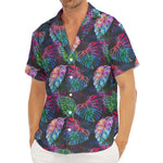 Colorful Tropical Leaves Pattern Print Men's Deep V-Neck Shirt