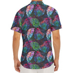 Colorful Tropical Leaves Pattern Print Men's Deep V-Neck Shirt