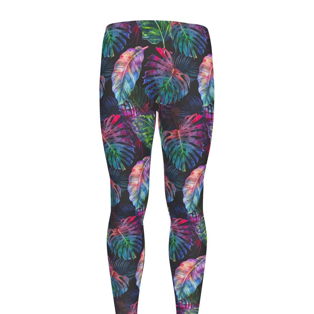 Colorful Tropical Leaves Pattern Print Men's leggings