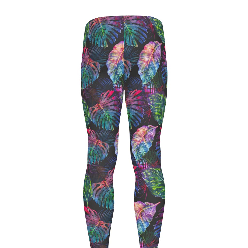 Colorful Tropical Leaves Pattern Print Men's leggings