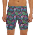 Colorful Tropical Leaves Pattern Print Men's Long Boxer Briefs