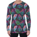 Colorful Tropical Leaves Pattern Print Men's Long Sleeve T-Shirt