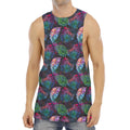 Colorful Tropical Leaves Pattern Print Men's Muscle Tank Top
