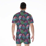 Colorful Tropical Leaves Pattern Print Men's Rompers