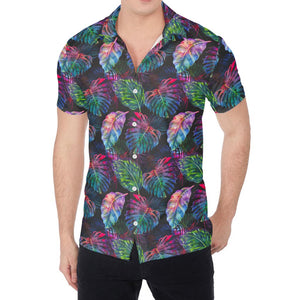 Colorful Tropical Leaves Pattern Print Men's Shirt