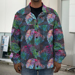 Colorful Tropical Leaves Pattern Print Men's Shirt Jacket