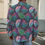 Colorful Tropical Leaves Pattern Print Men's Shirt Jacket