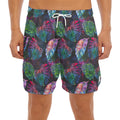 Colorful Tropical Leaves Pattern Print Men's Split Running Shorts