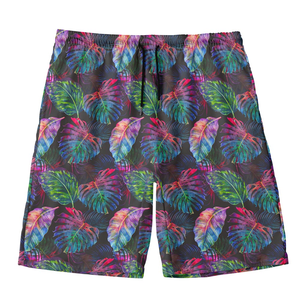 Colorful Tropical Leaves Pattern Print Men's Swim Trunks