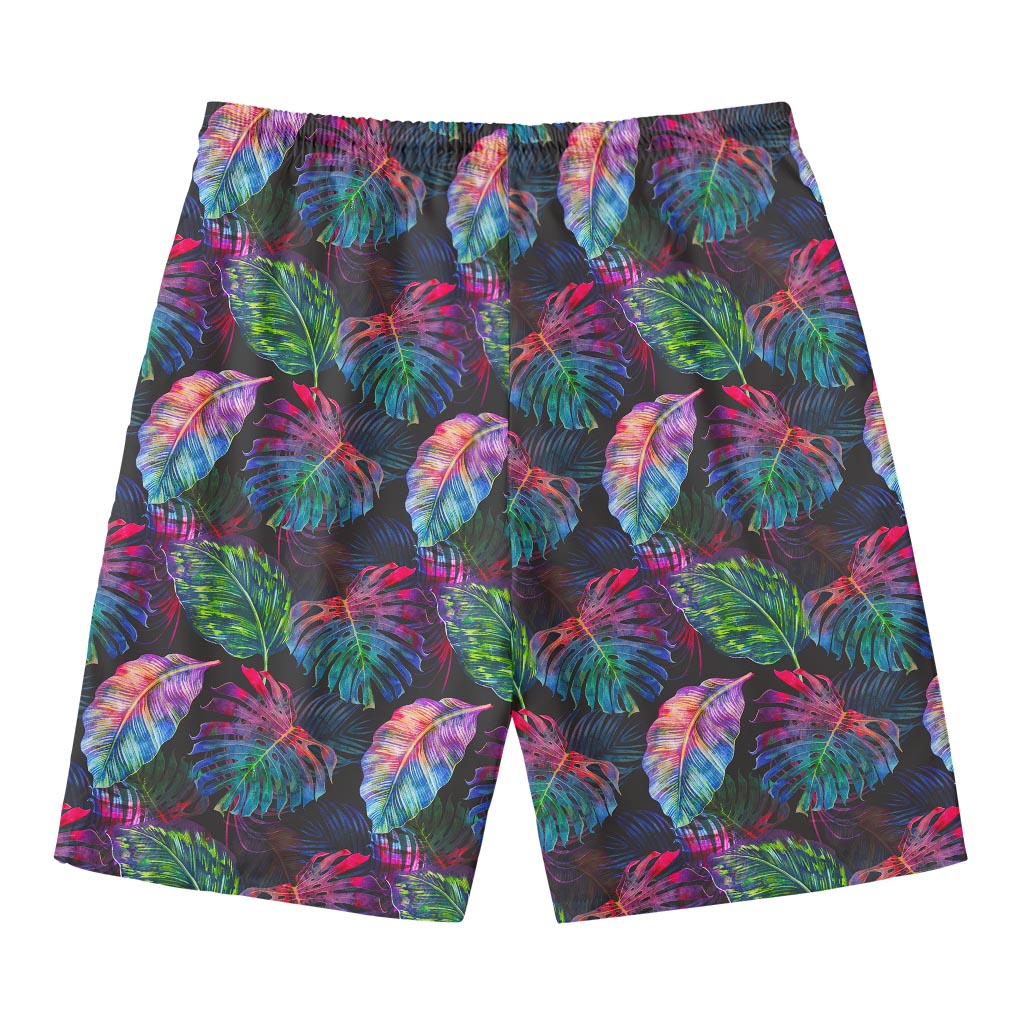 Colorful Tropical Leaves Pattern Print Men's Swim Trunks
