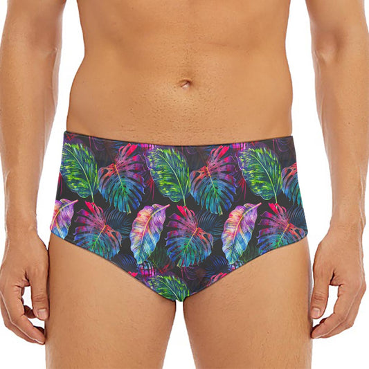 Colorful Tropical Leaves Pattern Print Men's Triangle Swim Briefs