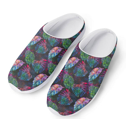 Colorful Tropical Leaves Pattern Print Mesh Casual Shoes
