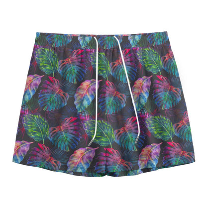 Colorful Tropical Leaves Pattern Print Mesh Shorts