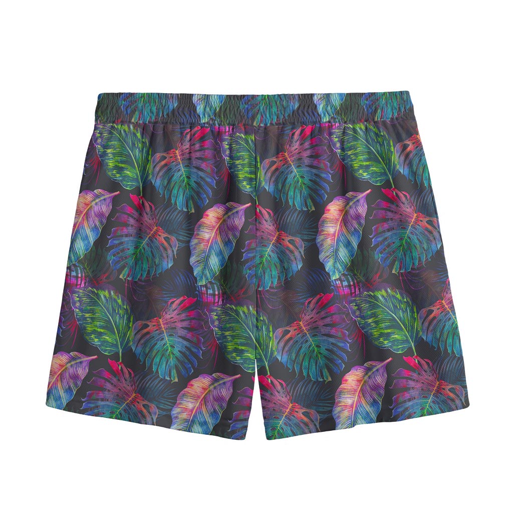 Colorful Tropical Leaves Pattern Print Mesh Shorts