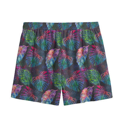 Colorful Tropical Leaves Pattern Print Mesh Shorts