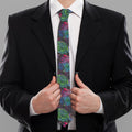 Colorful Tropical Leaves Pattern Print Necktie