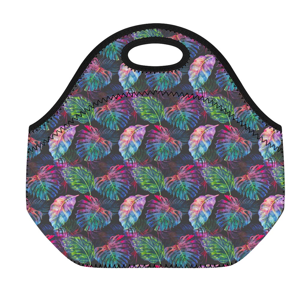 Colorful Tropical Leaves Pattern Print Neoprene Lunch Bag